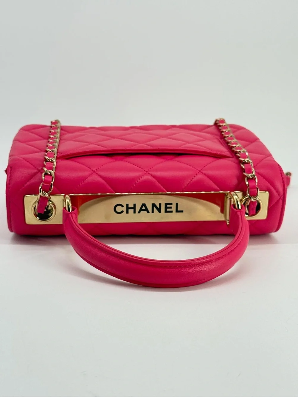 Chanel Trendy CC Pink Lambskin Quilted Top Handle Bag